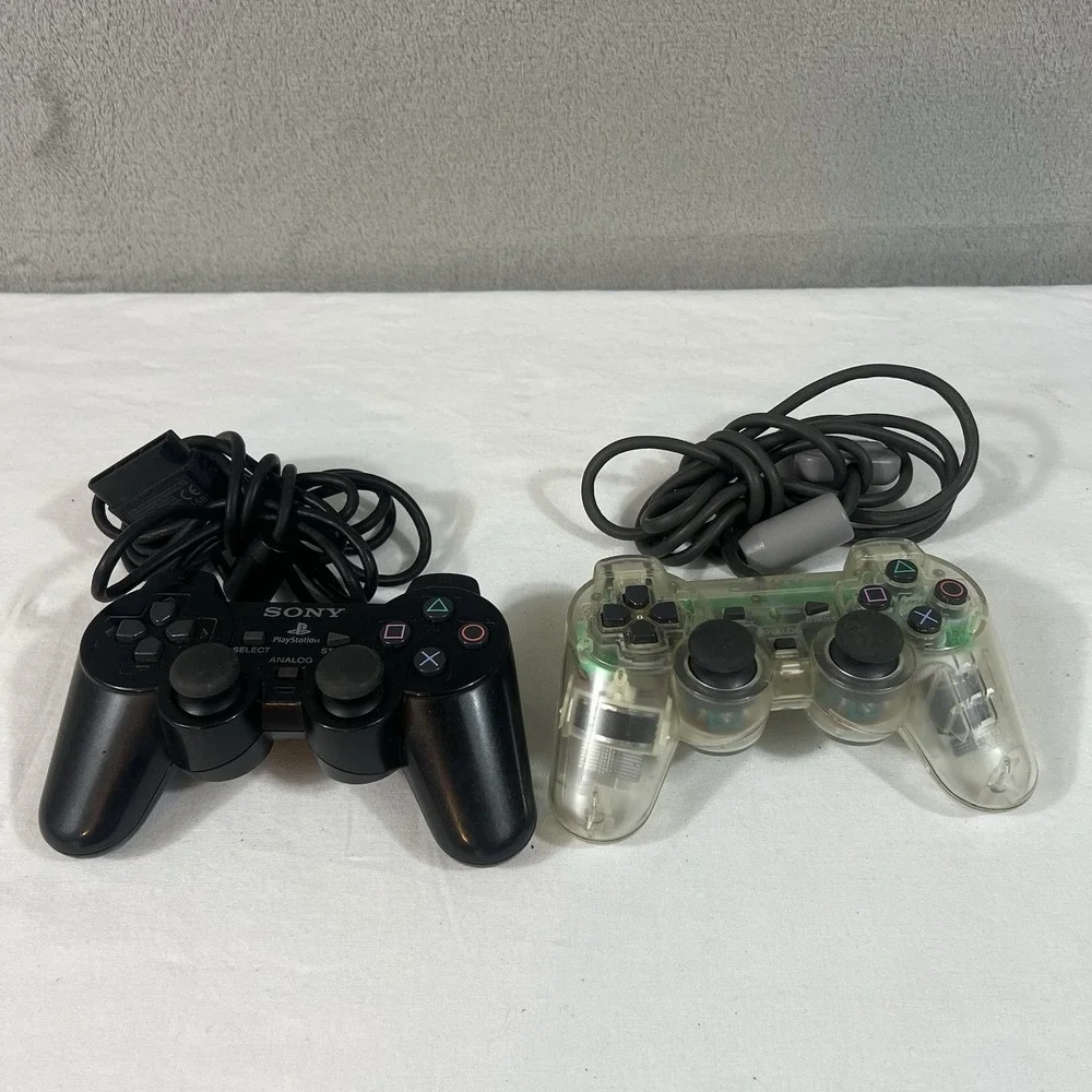 Sony PlayStation 1 PS1 Wired Transparent Clear Controller SCPH-1200 OEM + 1